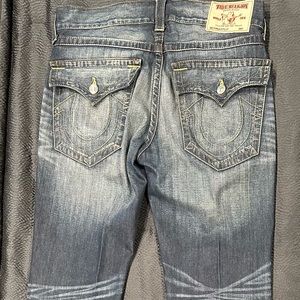 Men’s True Religion boot cut distressed jeans